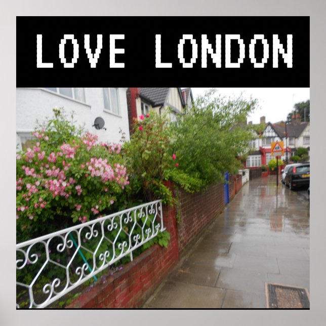 Póster Una calle Londres y una Inglaterra de lluvia (Frente)