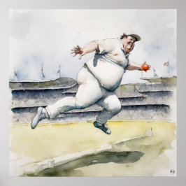 Póster Una captura a mano - Archivando papel de críquet