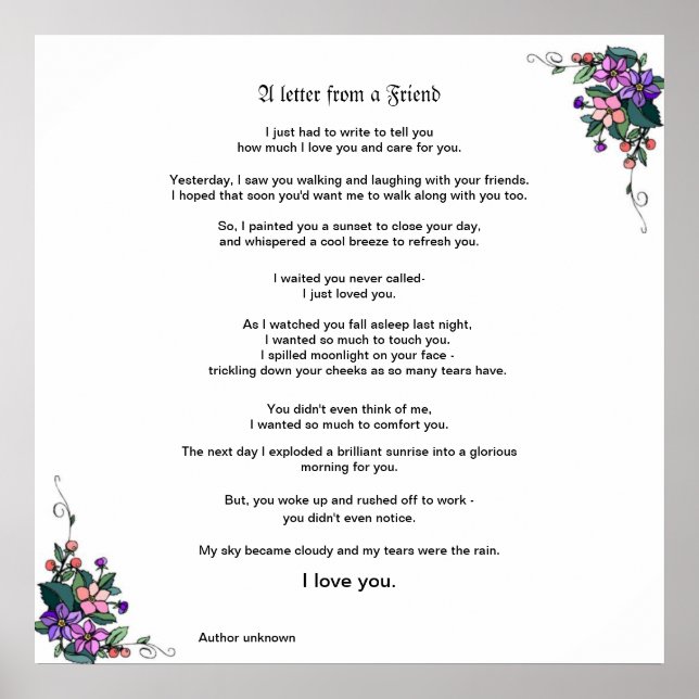 Póster Una Carta De Un Amigo (Frente)