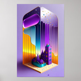 Póster Una casa y unos árboles singulares