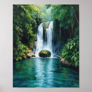Póster Una cascada bañada por el sol en el corazón