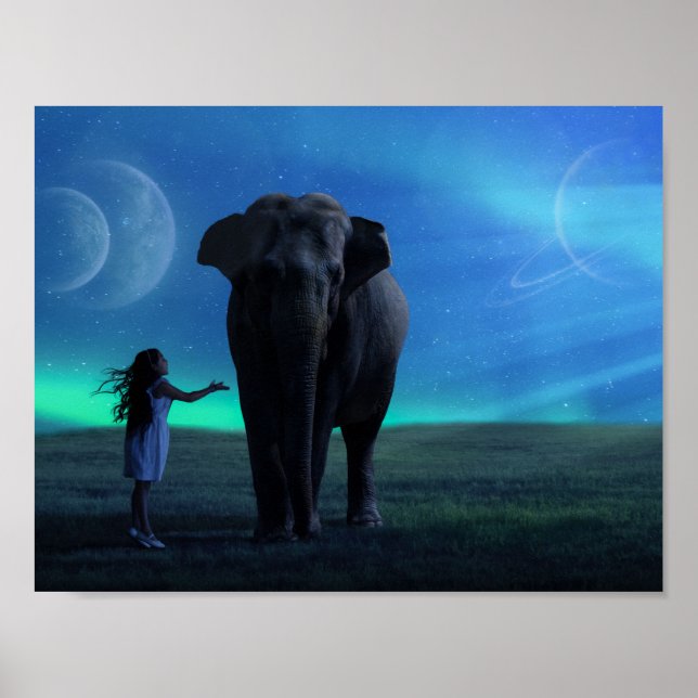 Póster Una chica con su elefante 1 (Frente)