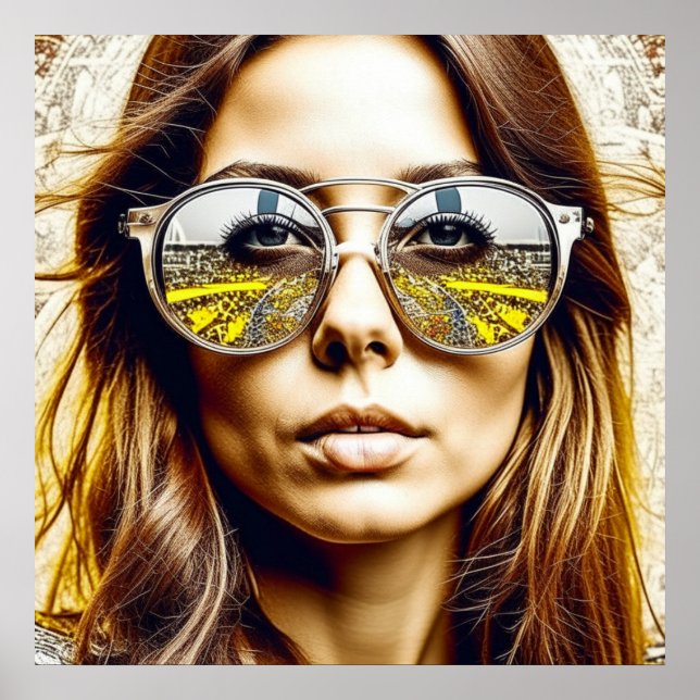 Póster Una chica de Guay con reflejo de un festival music (Frente)