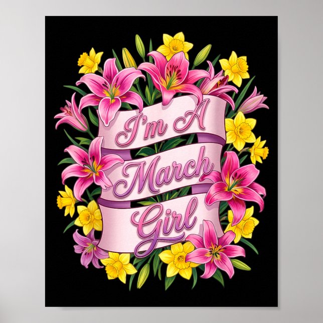 Póster Una chica de marzo Daffodil Flor de nacimiento Muj (Frente)