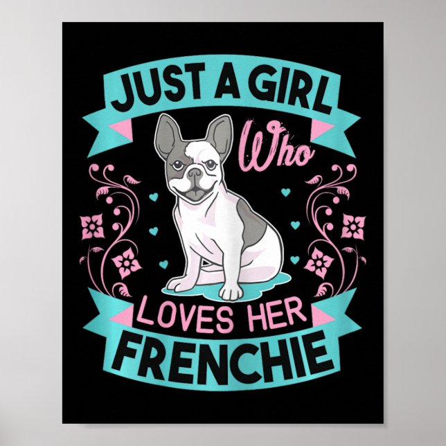 Póster Una Chica que ama a su Bulldog francés (Frente)