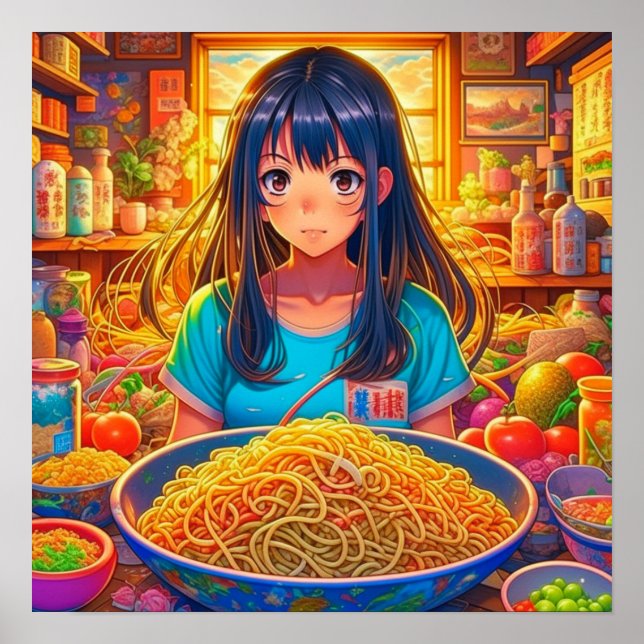 Póster Una chica y su anime de Ramen (Frente)