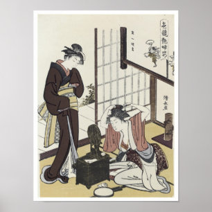 Póster Una comparación de los encantos, Kiyonaga, años 17