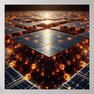 Póster Una compleja matriz de orbs ámbar y componentes