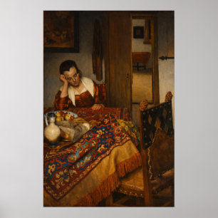 Póster Una criada dormida de Johannes Vermeer 