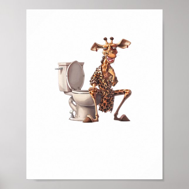 Póster Una Cuidada Giraffe En Pajamas Sentada En Un Baño (Frente)