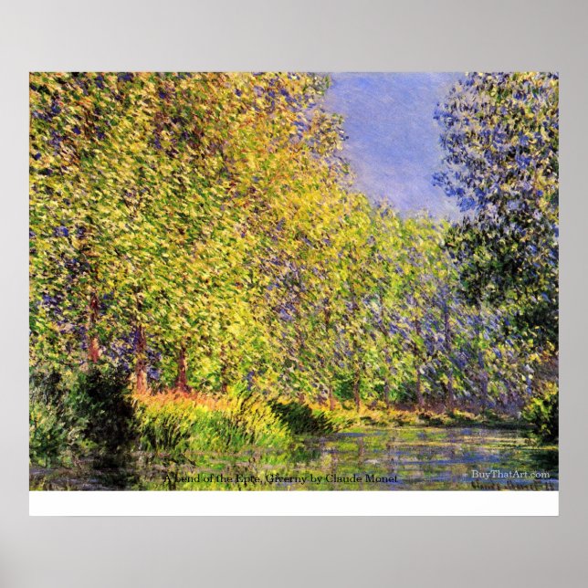 Póster Una curva del Epte, Giverny de Claude Monet (Frente)