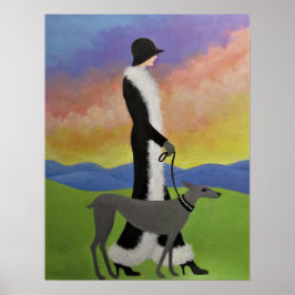 Póster Una dama caminando con su perro/Poster