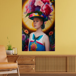 Póster Una dama con un gorra floral