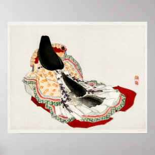 Póster Una dama en un kimono de Kōno Bairei (1844-1895)