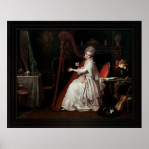 Póster Una dama jugando en el arpa de Richard Cosway