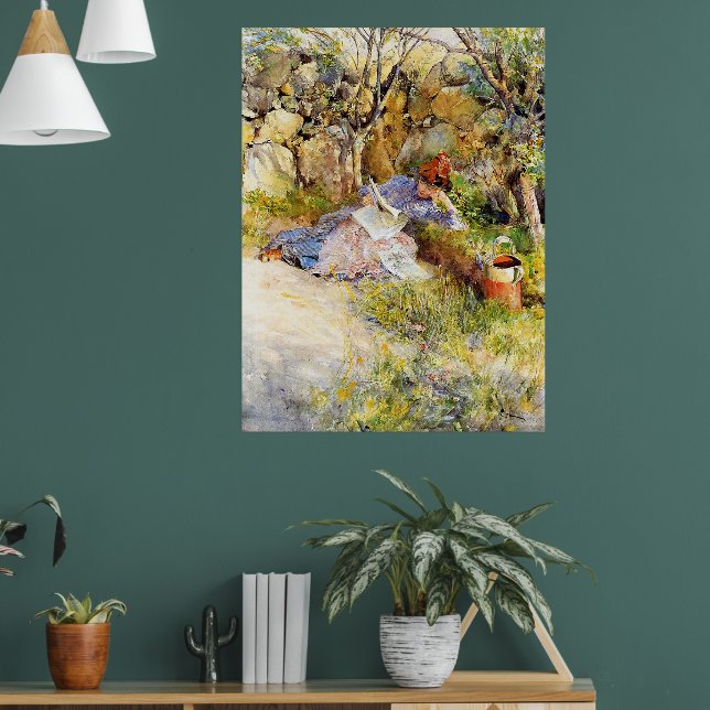 Póster Una dama leyendo un periódico de Carl Larsson (Salón 1)