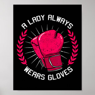 Póster Una dama siempre usa guantes Chica boxeadora Boxea
