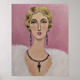 Póster Una dama vintage con ojos grises/Poster