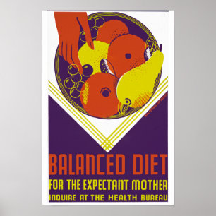 Póster Una dieta equilibrada para la esperada madre