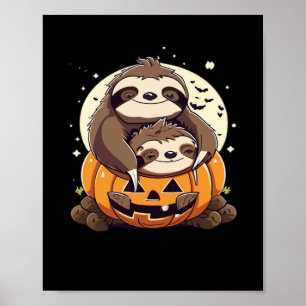 Póster Una divertida pereza celebrando Halloween camiseta