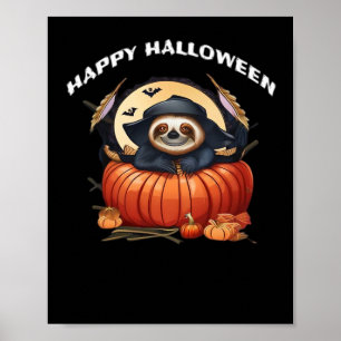 Póster Una divertida pereza celebrando Halloween camiseta
