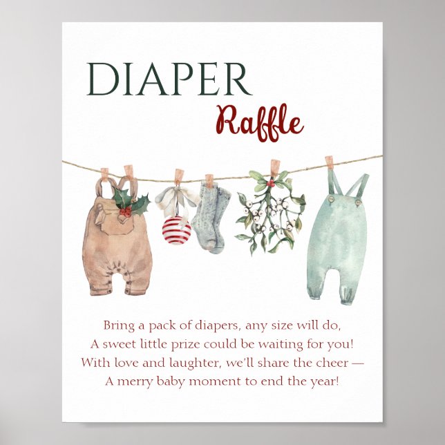 Póster Una divertida rifa de pañales de ropa de Navidad (Frente)