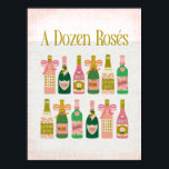 Póster Una docena de Rosés Rosa Botellas De Champán Vino<br><div class="desc">Botellas de champán rosa de una docena de Rosés | Pop Fizz Clink | Pop the Bubbly | Decoración del carrito de la barra de vinos | Arte Estético Femenino Rosa.</div>