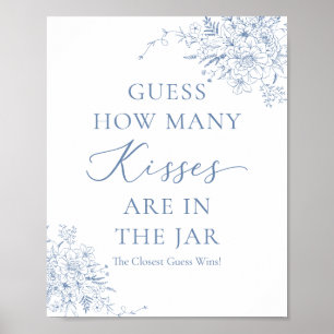 Póster Una ducha azul nupcial adivina cuántos besos