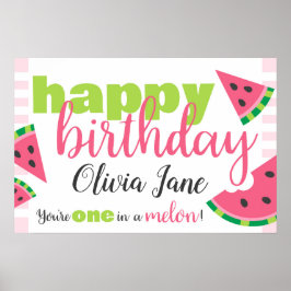 Póster Una en Melón Melón Feliz Cumpleaños Personalizado
