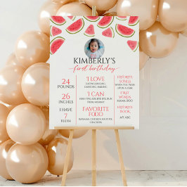 Póster Una en un Rótulo de cumpleaños de Melón, sandía