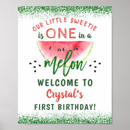 Póster Una en una sandía Purpurina melón de Melón Primer