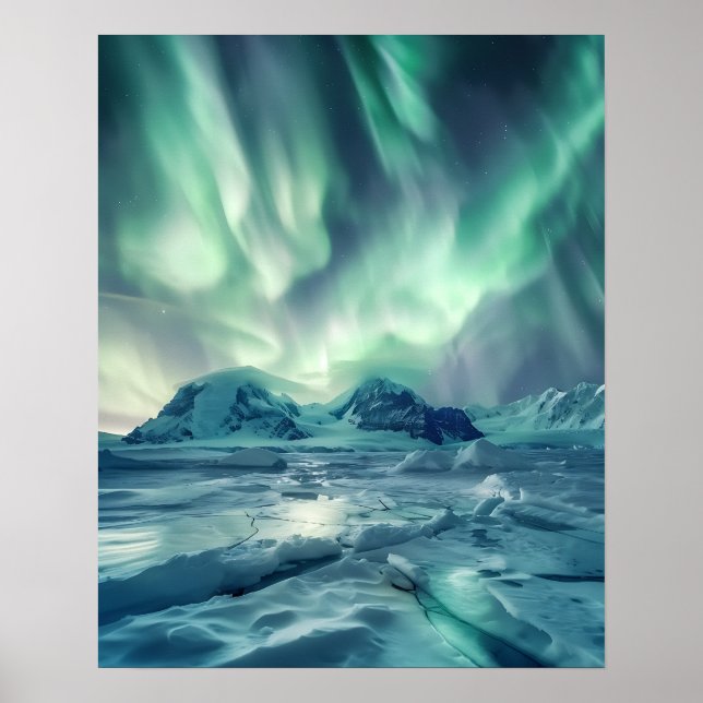 Póster Una encantadora Aurora Boreal (Frente)