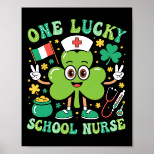 Póster Una enfermera escolar afortunada Día de San Patric