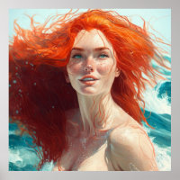 Una enorme pelirroja que emerge del agua