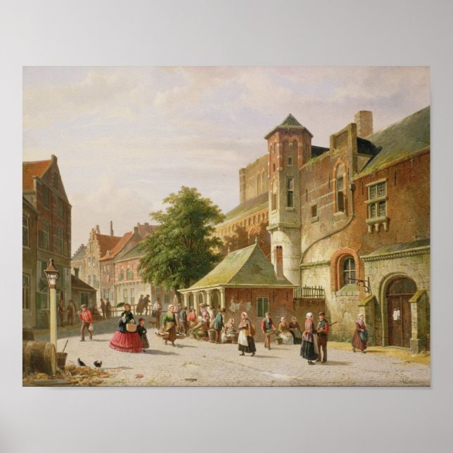 Póster Una escena callejera en Ámsterdam (Frente)