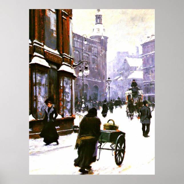 Póster Una escena callejera en invierno, Copenhague (Frente)