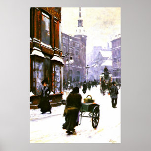Póster Una escena callejera en invierno, Copenhague