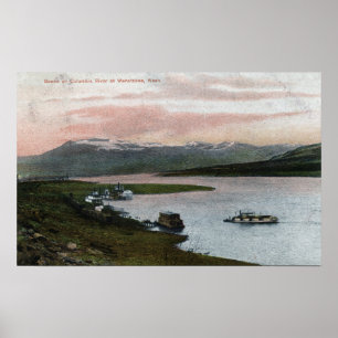Póster Una escena de la barca del río Columbia