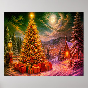 Póster Una escena de Navidad en la calle del barrio