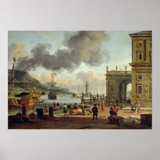 Póster Una escena de puerto mediterráneo (Frente)