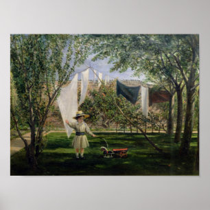 Póster Una escena del jardín, con un muchacho
