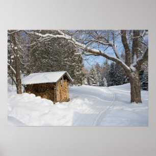 Póster Una escena nevada en el pequeño estanque de Lyford