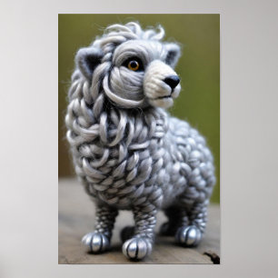 Póster Una escultura Wooley de un león pequeño