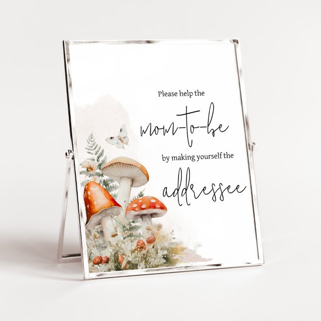 Póster Una estación de sobres de hongos encantados (Little Mushroom Baby Shower Envelope Station Sign)