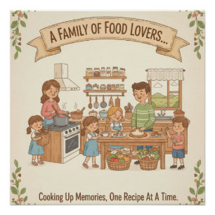 Póster Una Familia De Amantes De La Alimentación
