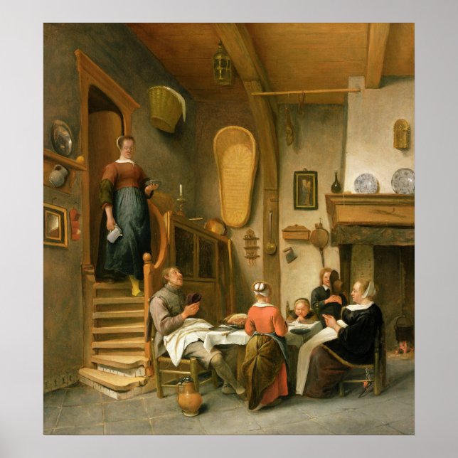 Póster Una familia diciendo gracia (Frente)