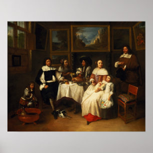 Póster Una familia flamenca en la cena