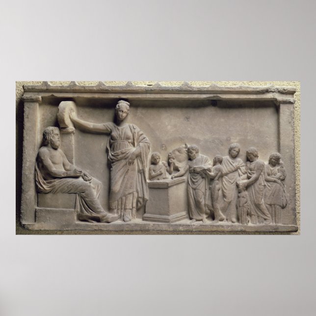 Póster Una familia que sacrifica un toro a Asclepio (Frente)