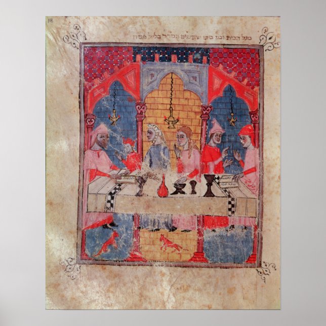 Póster Una familia reunida en la mesa por la Pascua (Frente)