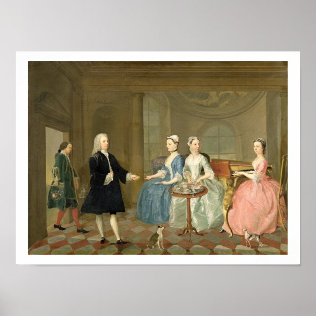 Póster Una familia sirviendo con té, c.1740-45 (aceite en (Frente)